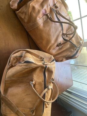 Leather Weekender Bag for Men - Tan